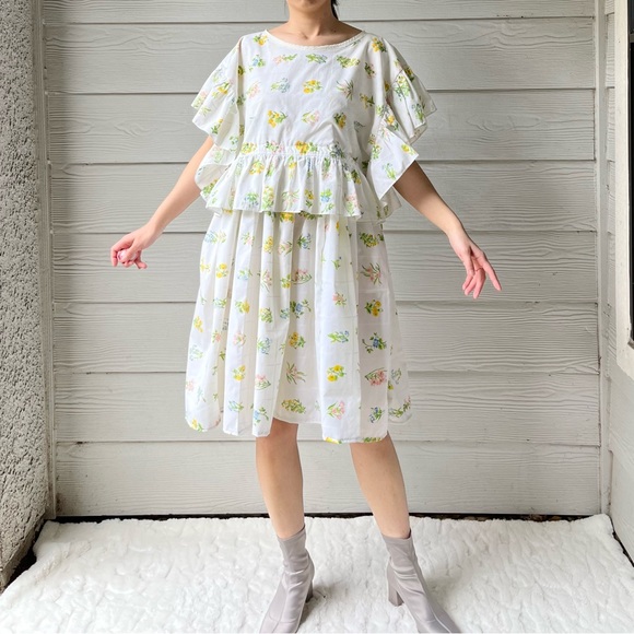 Handmade Vintage Utica Botanical Floral Ruffled Dress SKU 02211 - Picture 12 of 16